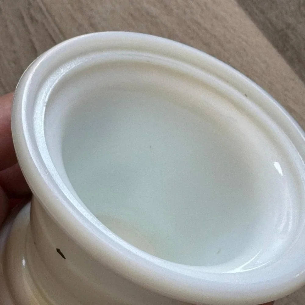 J.V. Co. Inc. Vintage White Milk Glass Shaving Mug Pedestal Cup Grooming MCM